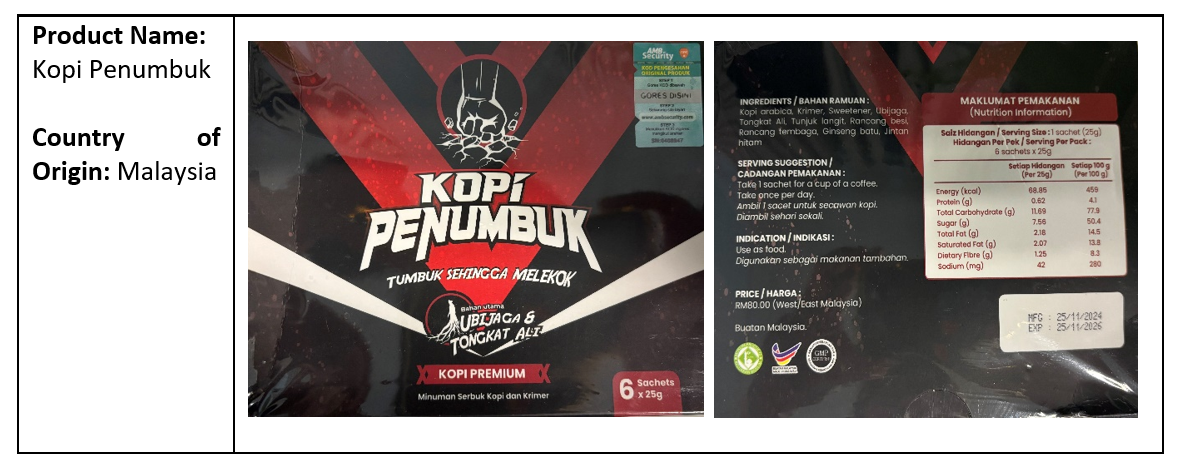 Kopi Penumbuk Found to Be Adulterated With Tadalafil Kopi Penumbuk Found to Be Adulterated With Tadalafil