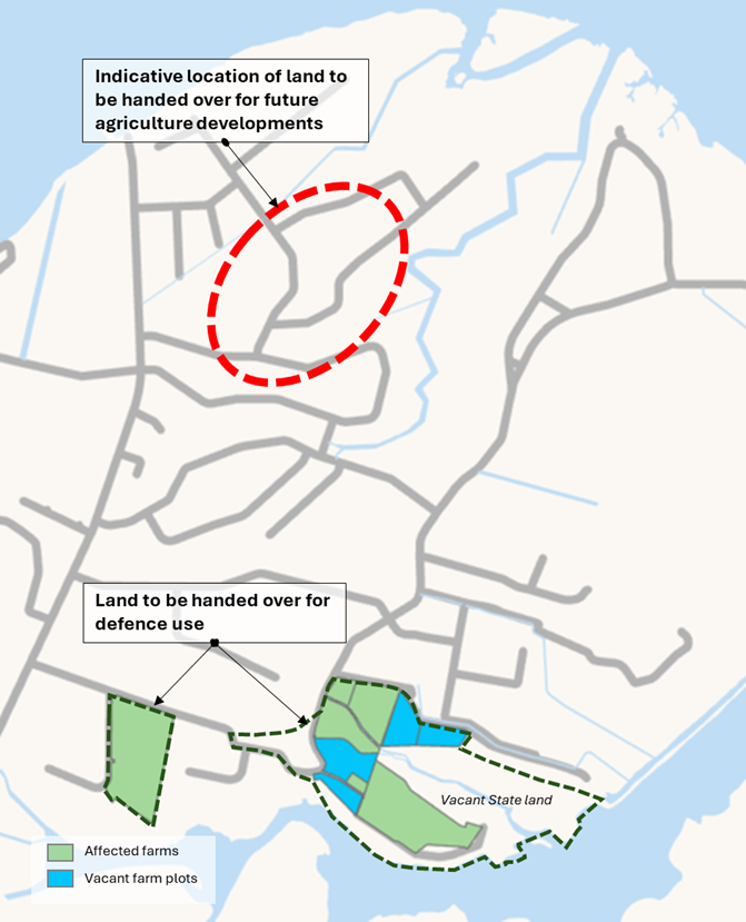 Map of the Affected Farm Plots and Indicative Areas for Proposed Agriculture Areas